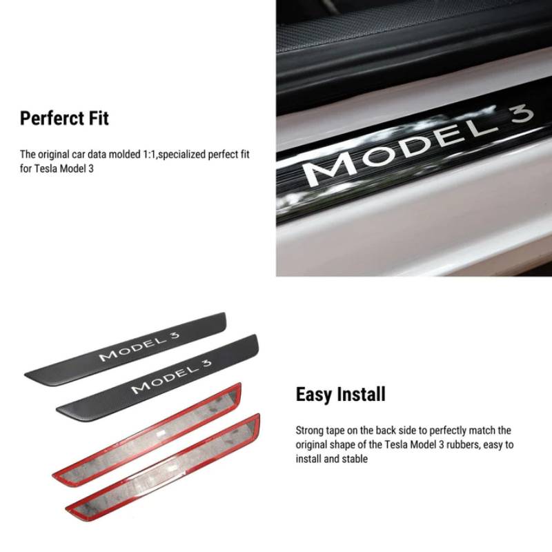 TESEVO Stainless Steel Door Sill Protector Plates for Model 3/Y-TESEVO