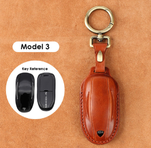 TESEVO Keychain Cover for Model 3 Handmade Leather-TESEVO