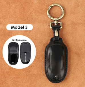 TESEVO Keychain Cover for Model 3 Handmade Leather-TESEVO