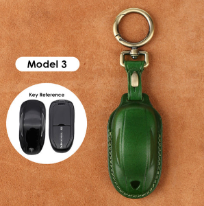 TESEVO Keychain Cover for Model 3 Handmade Leather-TESEVO