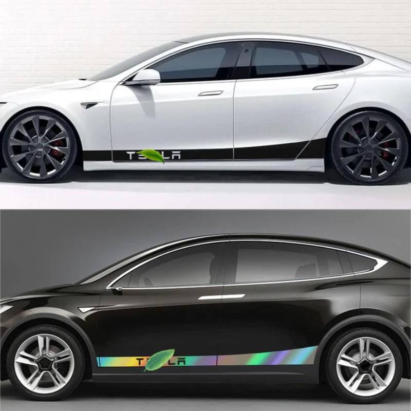 TESEVO Car Door Side Skirt Stripes Sill Sticker Body Decal for Model 3/Y/S/X-TESEVO