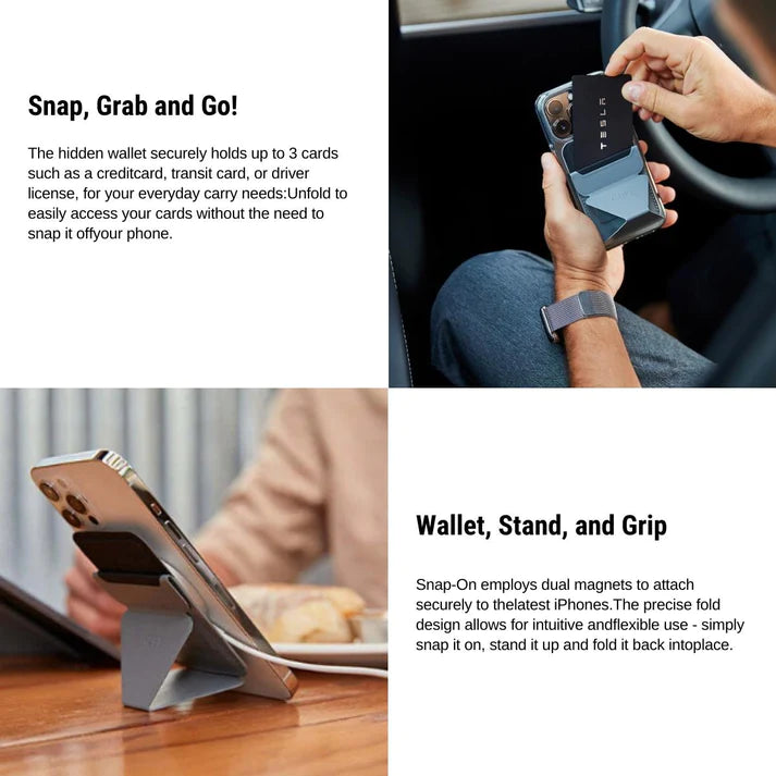 TESEVO Snap-on IPhone Stand & Wallet for Tesla Key Card - Tesevo