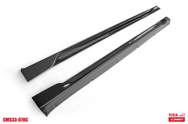 TESEVO Carbon Fiber E-Style Side Skirts for Model 3 - Tesevo