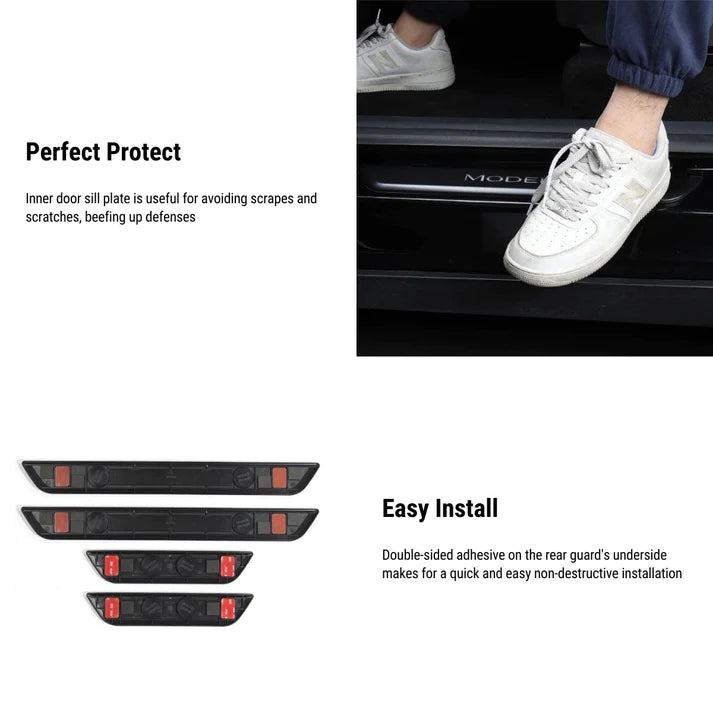 TESEVO LED Illuminated Door Sills Protector Front & Rear for Model Y-TESEVO