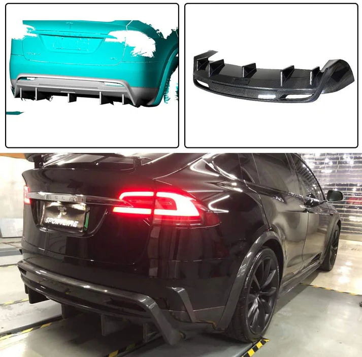 TESEVO Real Carbon Fiber Spoiler Rear Bumper Diffuser for Model X - Tesevo