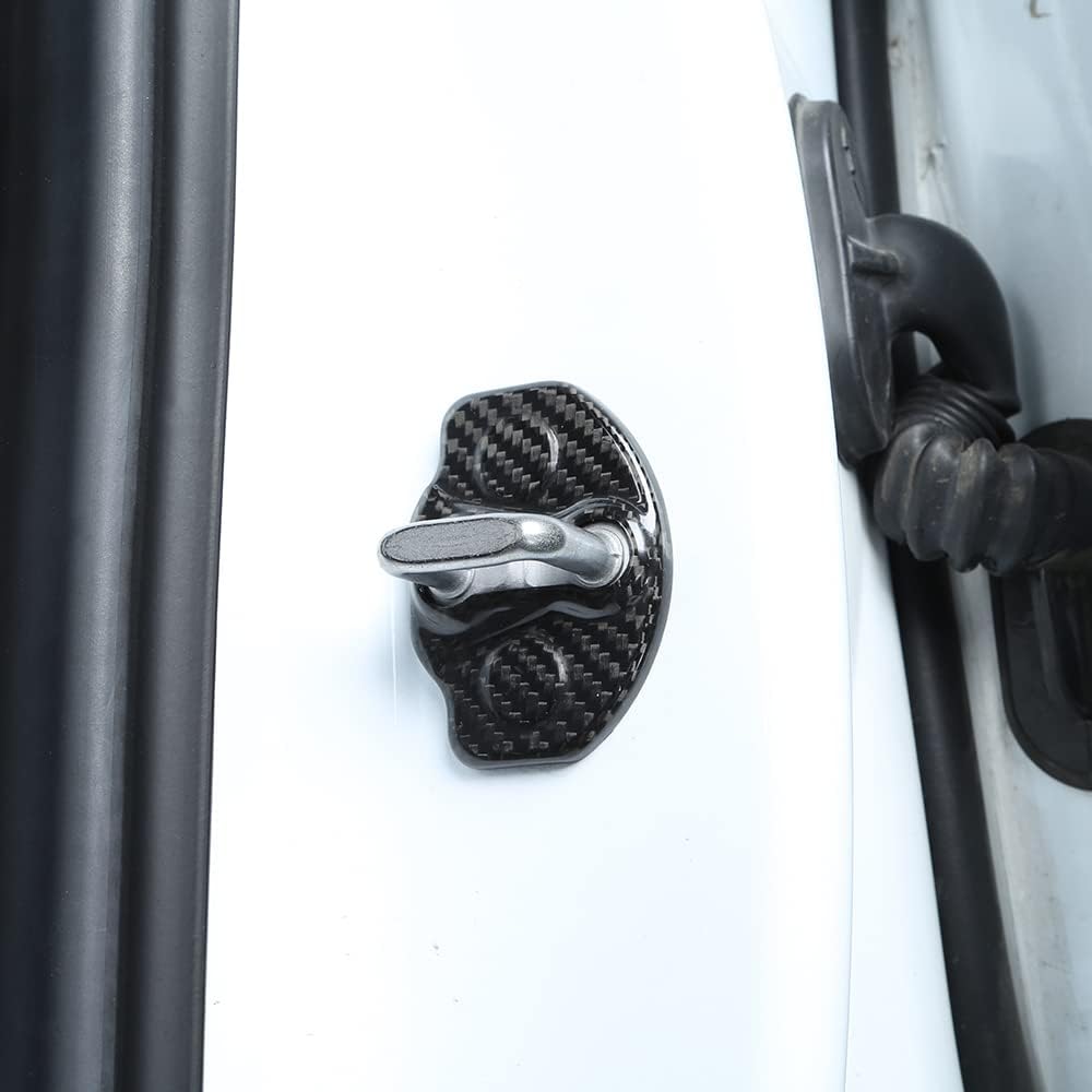 TESEVO Real Carbon Fiber Door Lock Cover for Model 3/Y