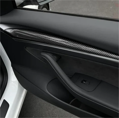 TESEVO Repalcement Real Carbon Fiber Front Door Trim Panel for Model 3/Y-TESEVO