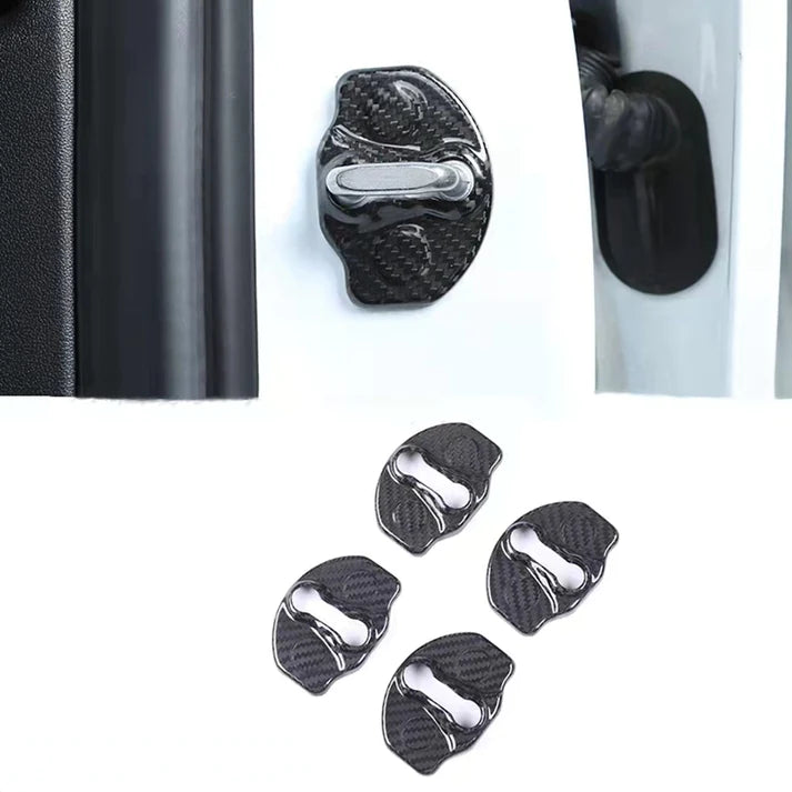 TESEVO Real Carbon Fiber Door Lock Cover for Model 3/Y