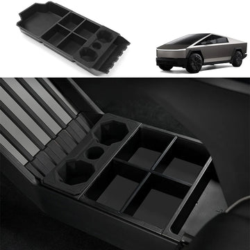 Split Lower Center Console Storage Tray Organizer with Cup Holder for Cybertruck