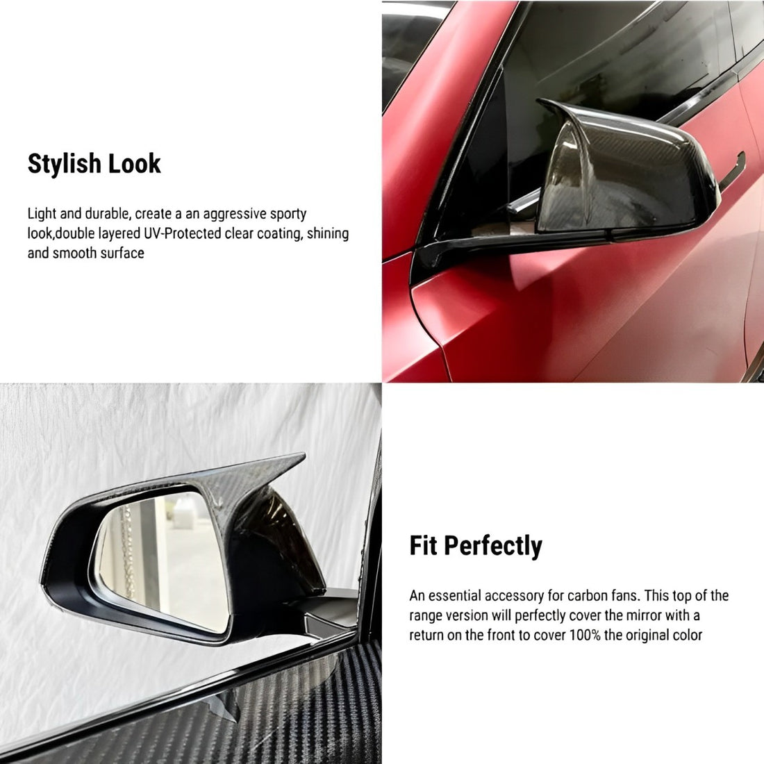 TESEVO Carbon Fiber Mirror Cap for Model 3/Y ( Sporty Style ) - Tesevo