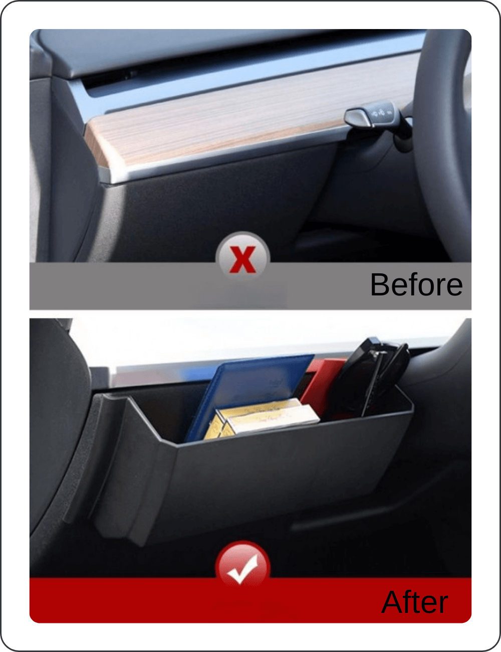 Tesevo Steering Wheel Center Console Storage Box for Model 3/Y - Tesevo