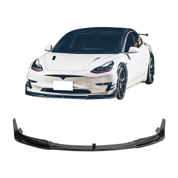 TESEVO Front Lip Spoiler V-Style - Real Carbon Fiber for Model 3-TESEVO