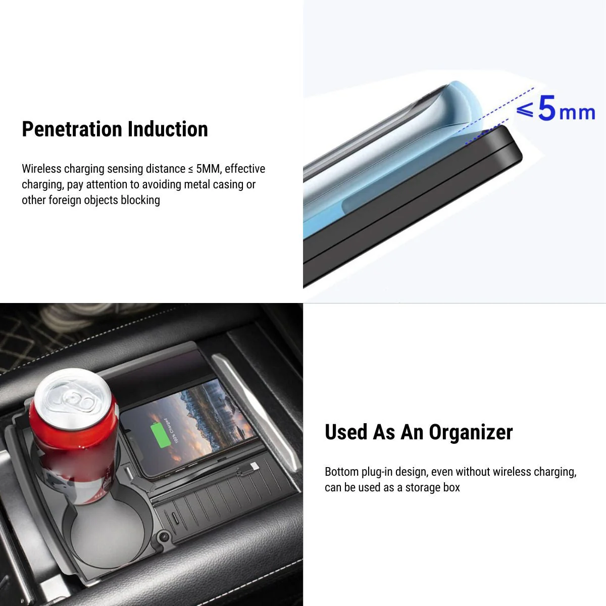 TESEVO Wireless Phone Charger Center Console Organizer for Model S/X - Tesevo