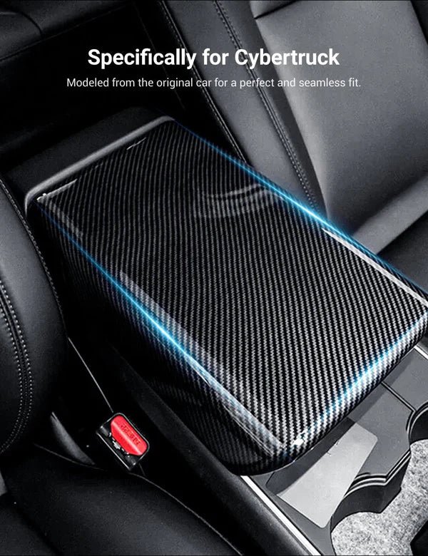 Dry Carbon Fiber Armrest Box Trim Cover for Cybertrunk - Tesevo