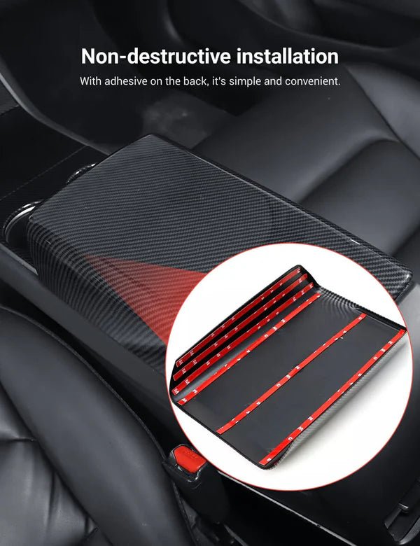 Dry Carbon Fiber Armrest Box Trim Cover for Cybertrunk - Tesevo