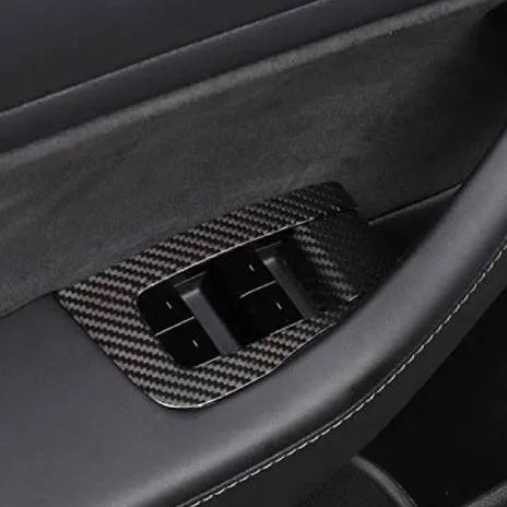 TESEVO Carbon Fiber Door & Window Switch Panel Covers (14Pcs) for Model 3/Y - Tesevo