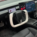 Tesevo Yoke Plaid Steering Wheel for Model 3 Highland¡¾White Leather¡¿ - Tesevo