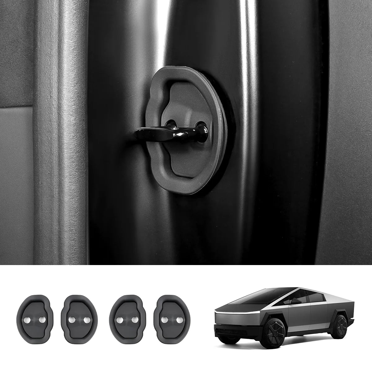 Noise Reduction Door Latch Lock Cover for Cybertruck (4 Pcs) - Tesevo