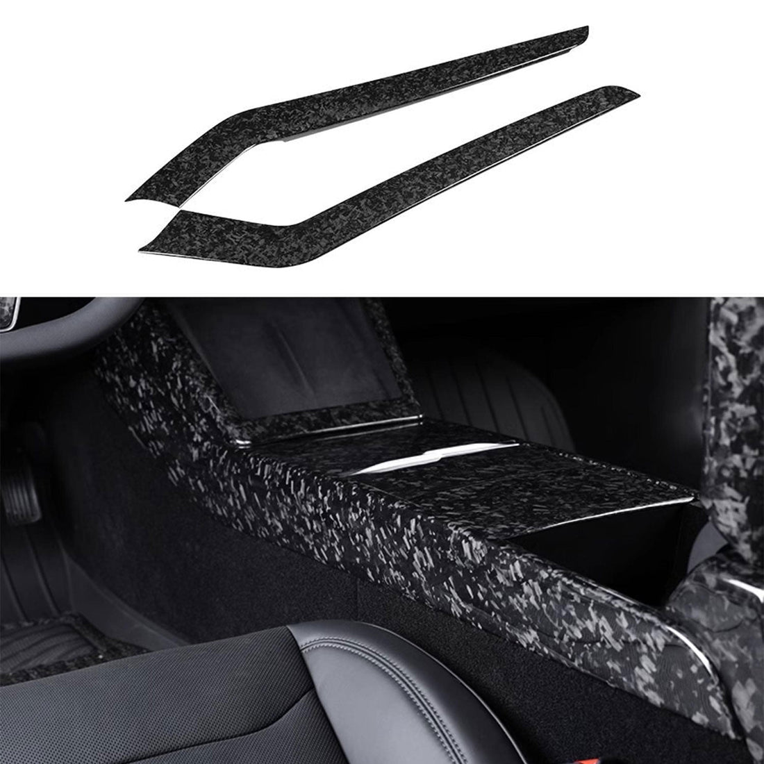 Real Dry Carbon Fiber Center Console Side Panel Overlays for Model 3 Highland & New Model Y (2 Pieces) - Tesevo