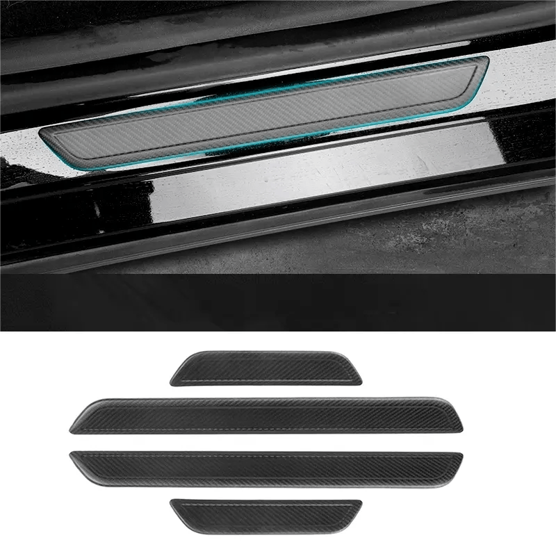 Real Dry Carbon Fiber Door Sill Strip Overlay for Model 3 / Y - Tesevo