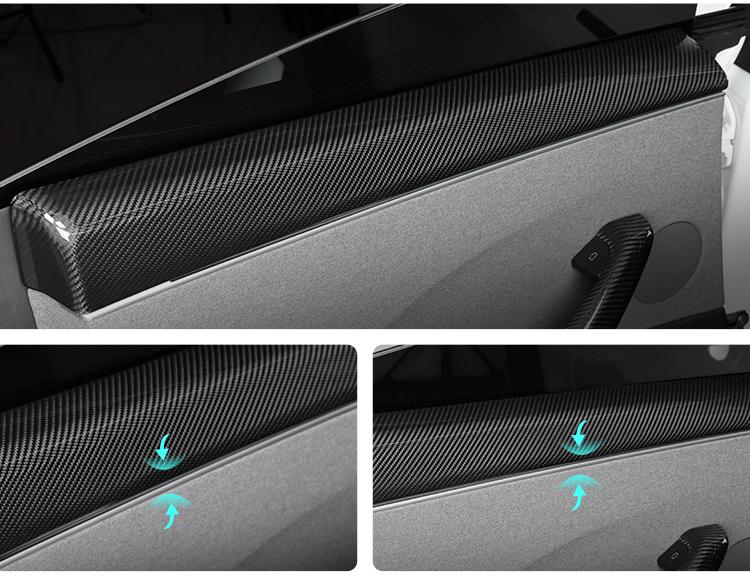 Real Dry Carbon Fiber Upper Door Trim Panel Overlay for Model 3 Highland - Tesevo