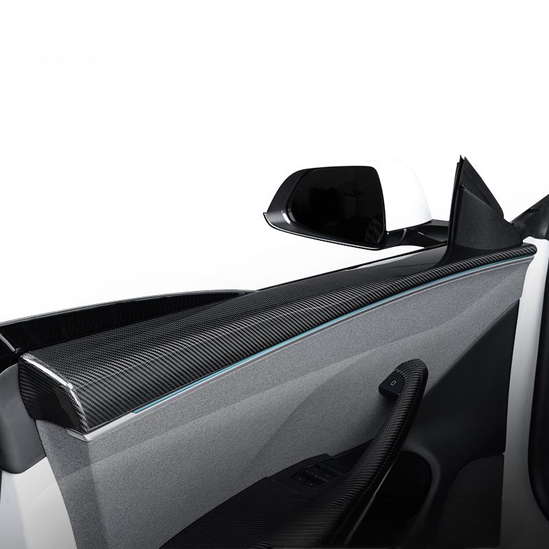 Real Dry Carbon Fiber Upper Door Trim Panel Overlay for Model 3 Highland - Tesevo