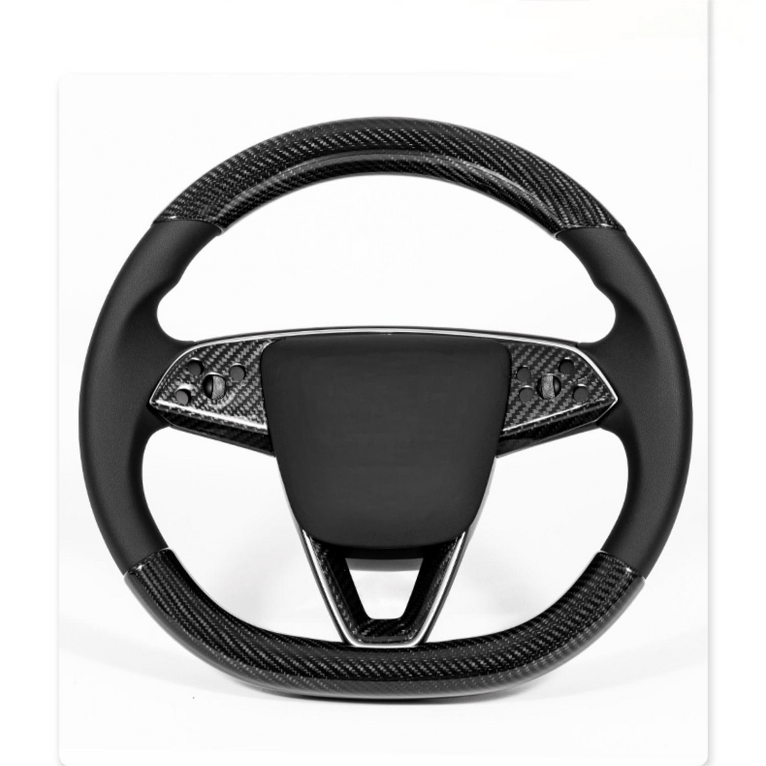 Steering Wheel Bezel Overlay for New Model 3 Highland & Model Y | Real Dry Carbon Fiber - Tesevo