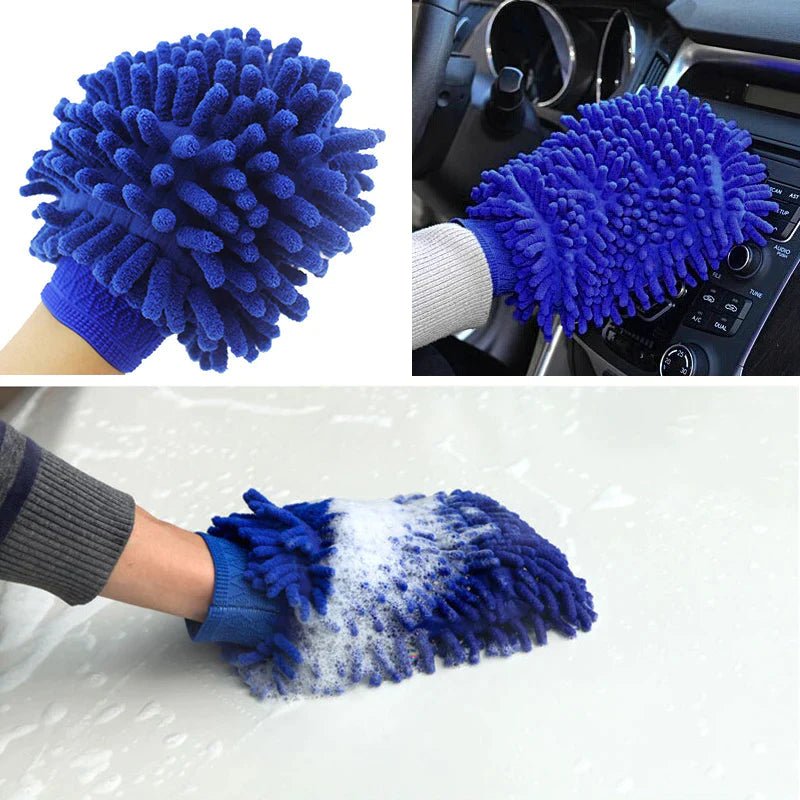 TESEVO 2Pcs Premium Chenille Car Wash Gloves Coral velvet for Tesla - Tesevo