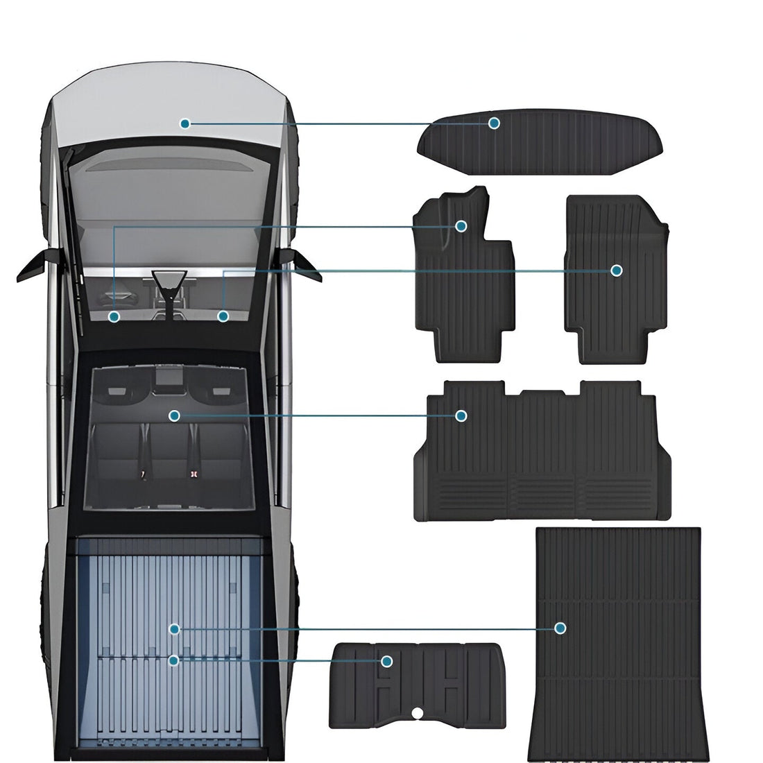 Tesevo All Weather TPE Floor Mats for Cybertruck - Tesevo