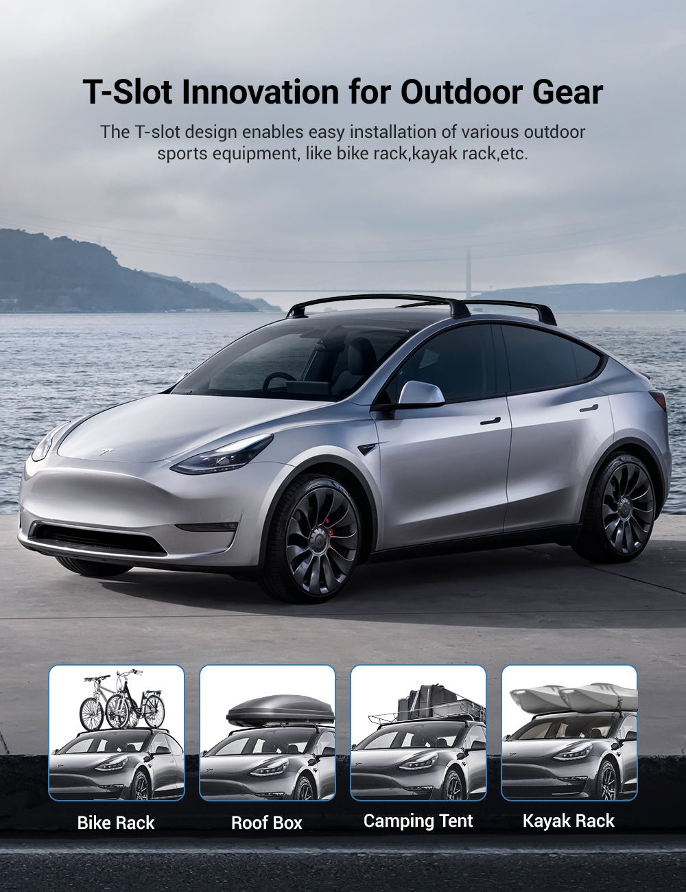 TESEVO Aluminum Lockable Roof Rack for Tesla Model 3/Y - Tesevo