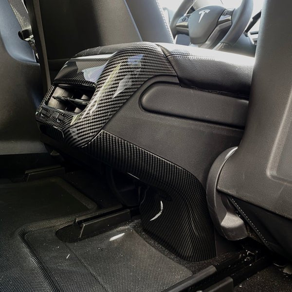 TESEVO Backseat Center Console Base Cap Carbon Fiber for Model 3/Y - Tesevo