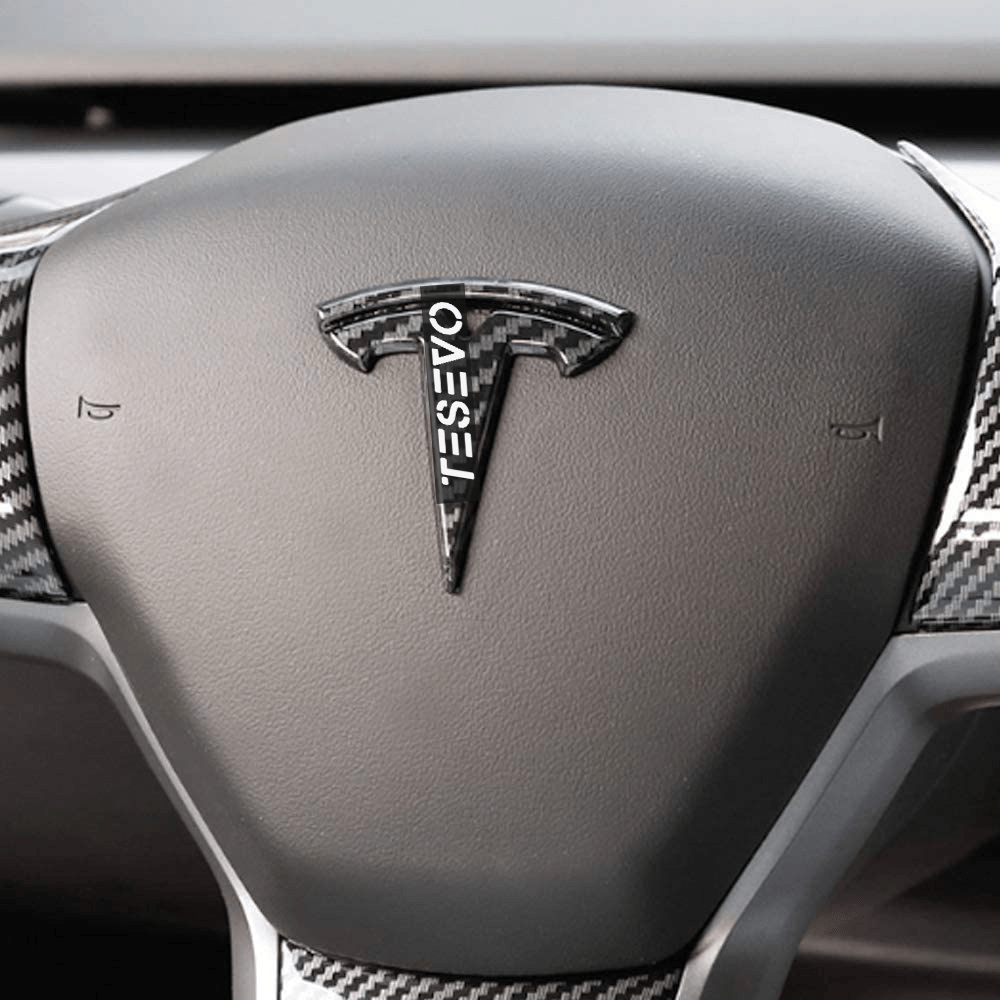 TESEVO Carbon Fiber Steering Wheel Logo Cover for Model 3/Y - Tesevo