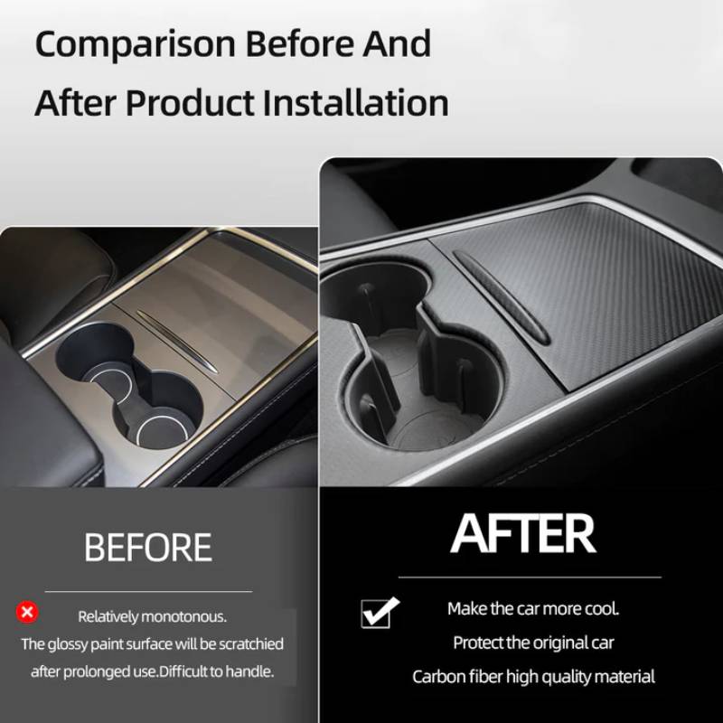 TESEVO Center Console Wrap Dry Carbon Fiber for Model 3/Y - Tesevo