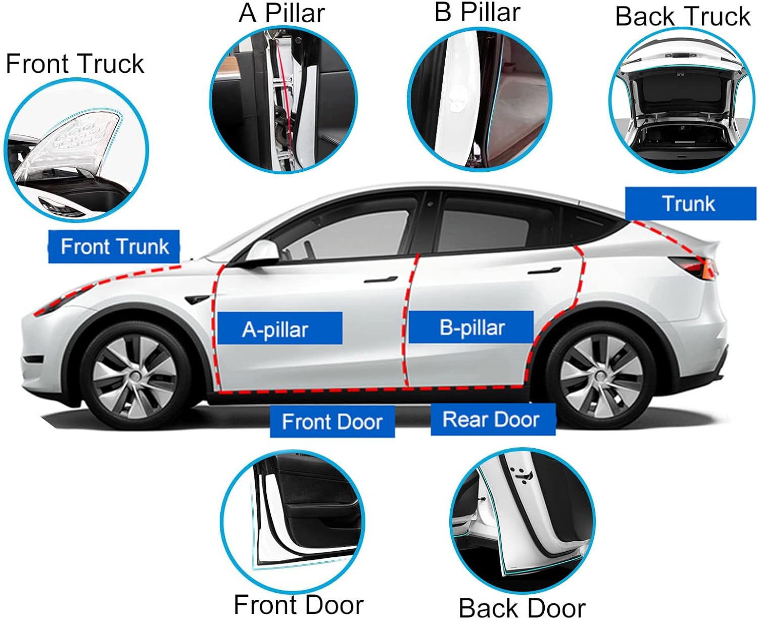 TESEVO Door Rubber Sealing Strip Noise Reduction Kit for Model 3/Y - Tesevo