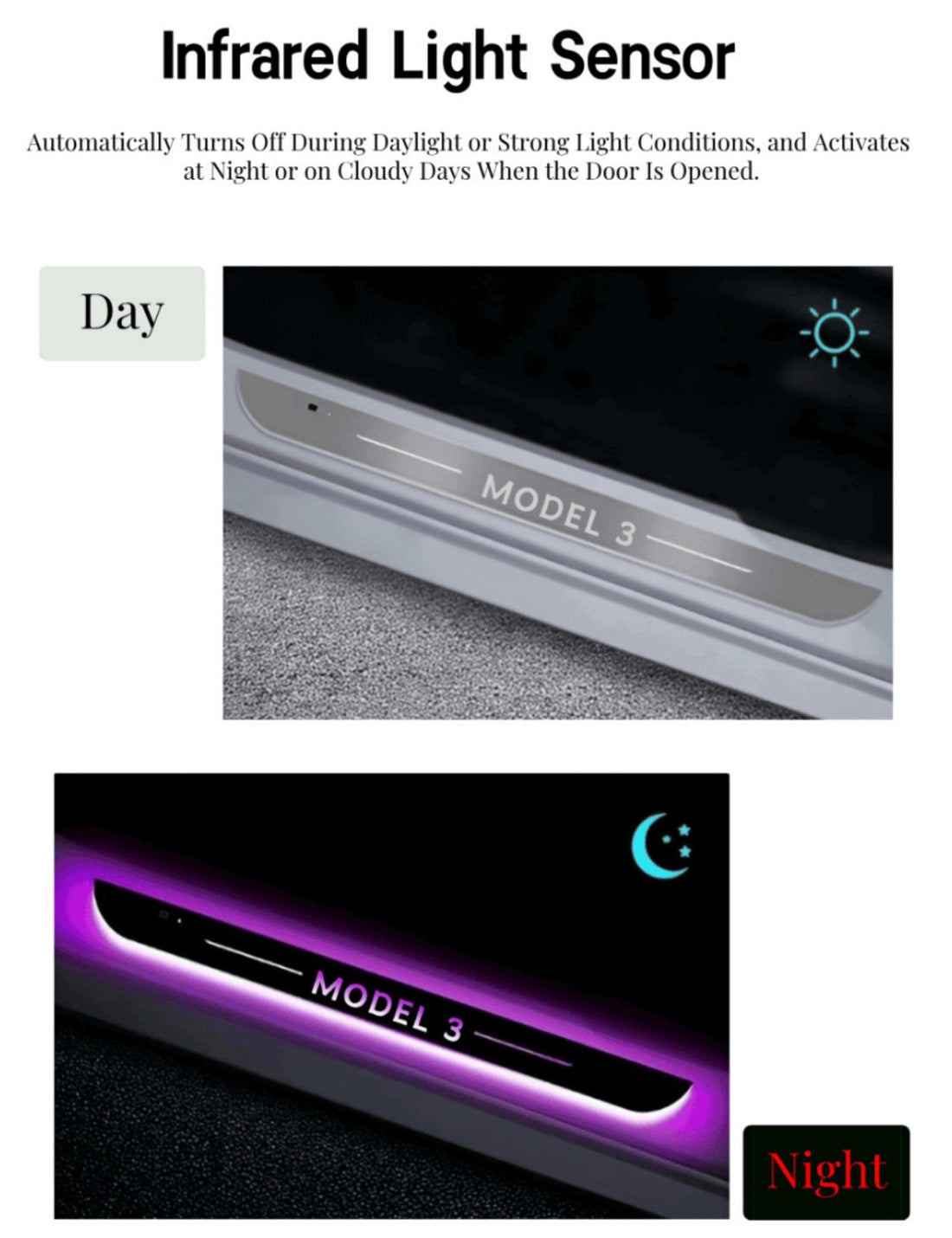 TESEVO Led Welcome Pedal Door Sill Protector for Model 3/Y/S/X 2017 - Present - Tesevo