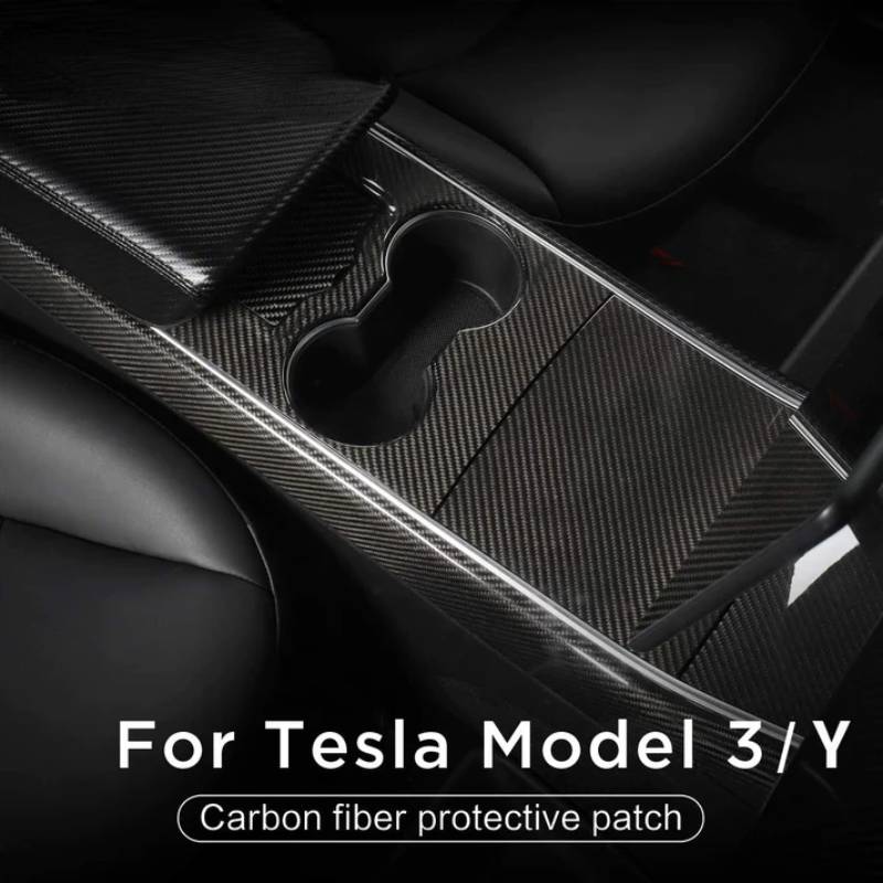 TESEVO Real Carbon Fiber Center Console Wrap Cover for Model 3/Y - Tesevo