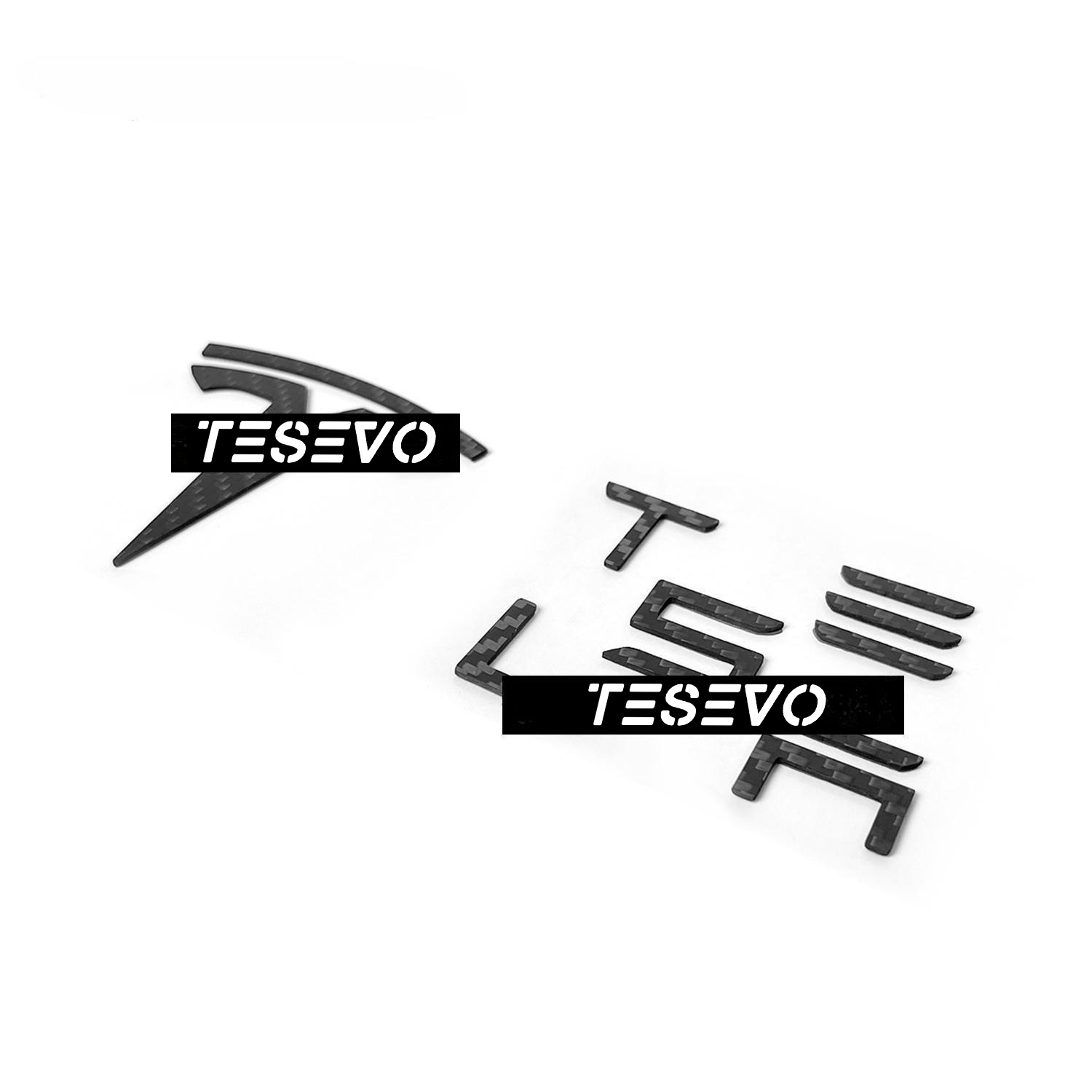 TESEVO Real Carbon Fiber Logo Cover for Model 3 / Y - Tesevo