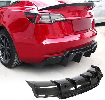 TESEVO Real Carbon Fiber Rear Diffuser Trunk Lip for Model 3 - Tesevo