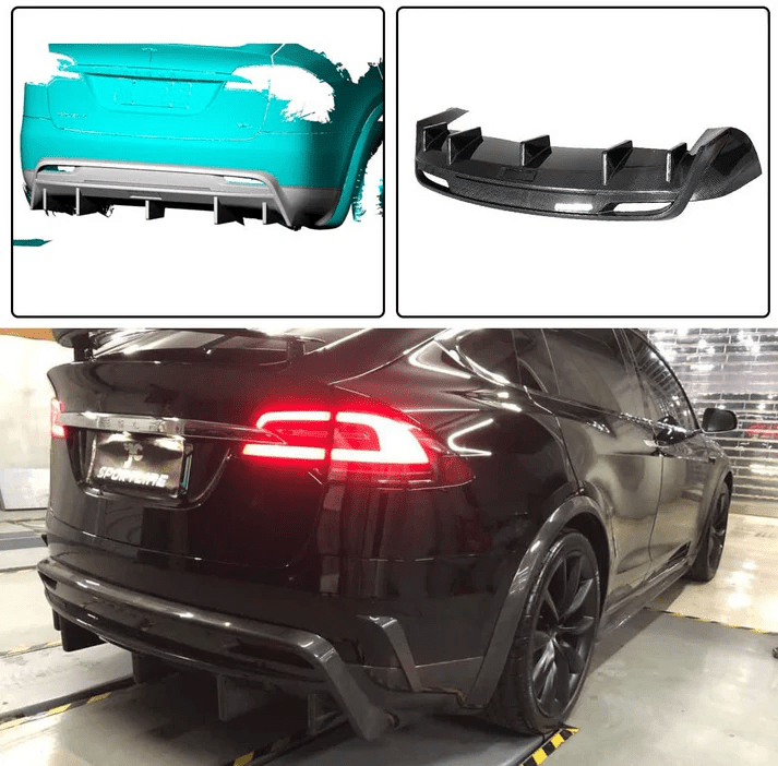 TESEVO Real Carbon Fiber Spoiler Rear Bumper Diffuser for Model X - Tesevo