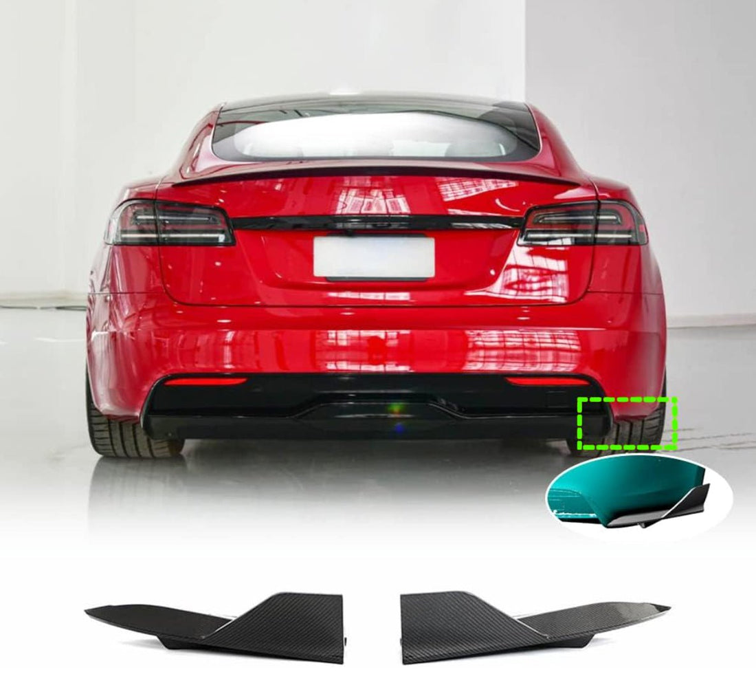 TESEVO Real Carbon Rear Diffuser Corner Wrap Lip Spoiler for Model S Plaid - Tesevo