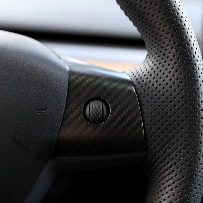 TESEVO Real Carbon Steering Wheel Middle Trim Cover for Model 3/Y - Tesevo