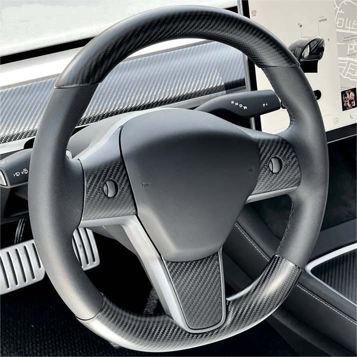 TESEVO Real Carbon Steering Wheel Middle Trim Cover for Model 3/Y - Tesevo