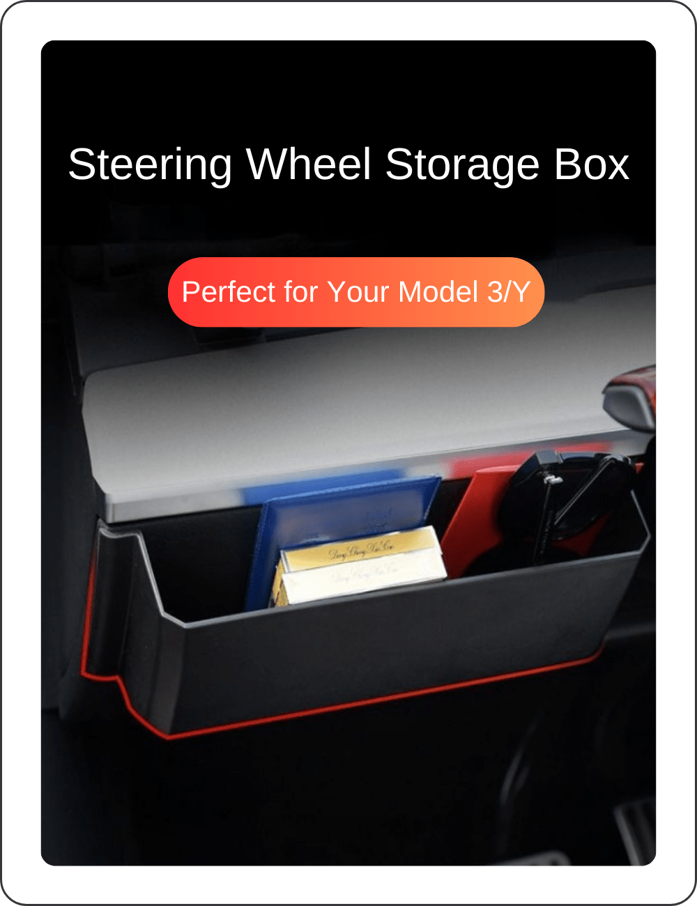 Tesevo Steering Wheel Center Console Storage Box for Model 3/Y - Tesevo