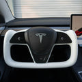 Tesevo Yoke Plaid Steering Wheel for Tesla Model 3 / Y¡¾White Leather¡¿ - Tesevo