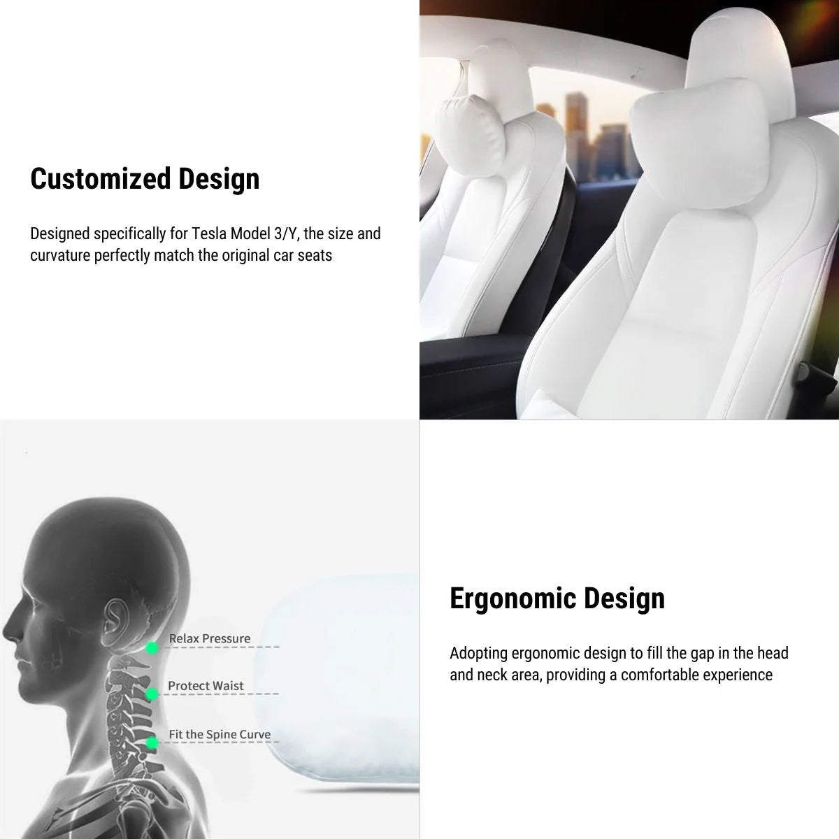 TESEVO Velvet Neck Pillow For Tesla Model 3/Y/X/S